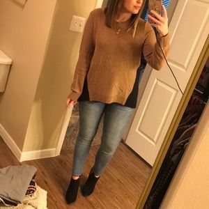 Two-toned Sweater with Zippered Back Detail